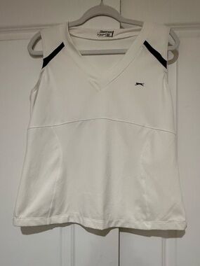 Slazenger White V-Neck Athletic Tank with Black Accents